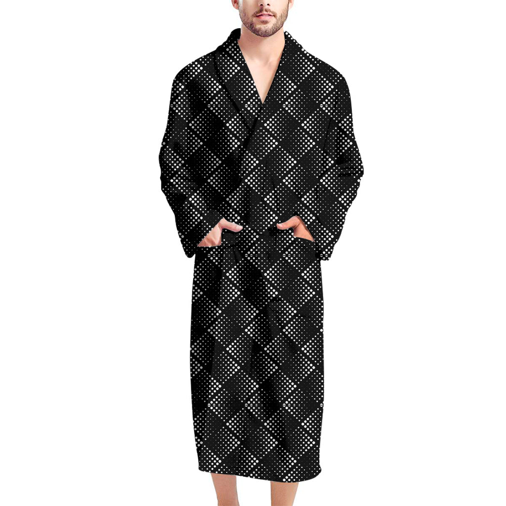 Dot Geometric Square Pattern Print Men's Bathrobe