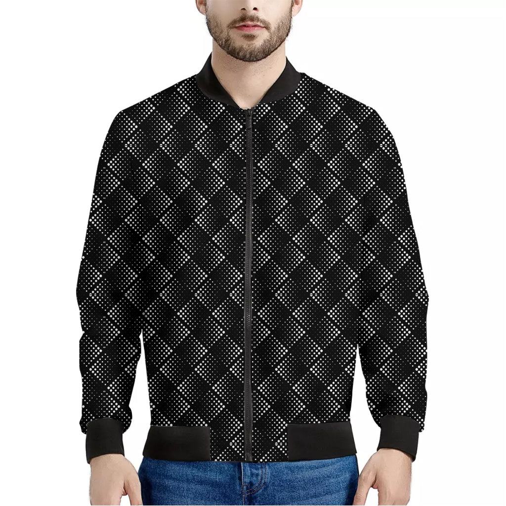 Dot Geometric Square Pattern Print Men's Bomber Jacket