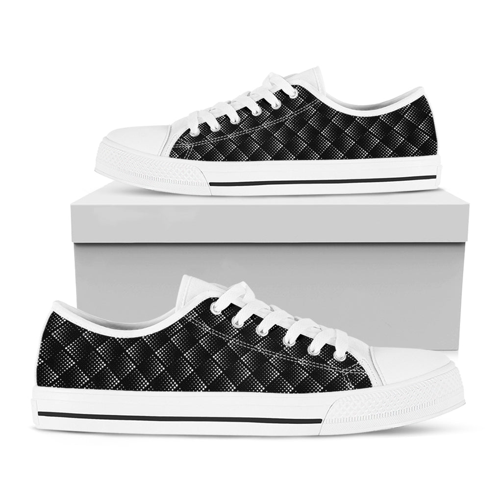 Dot Geometric Square Pattern Print White Low Top Shoes