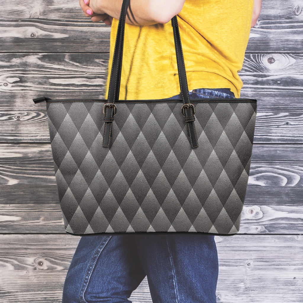 Dot Geometric Triangle Pattern Print Leather Tote Bag