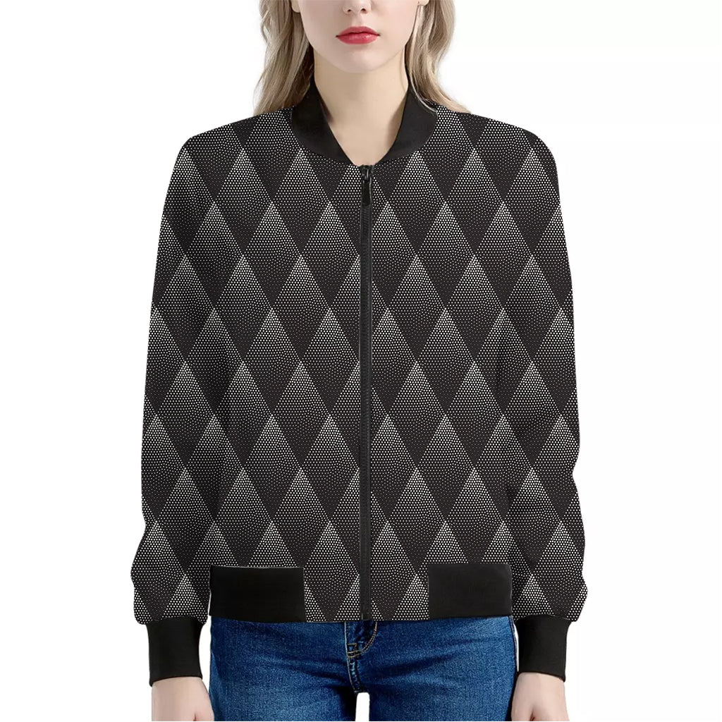 Dot Geometric Triangle Pattern Print Women's Bomber Jacket