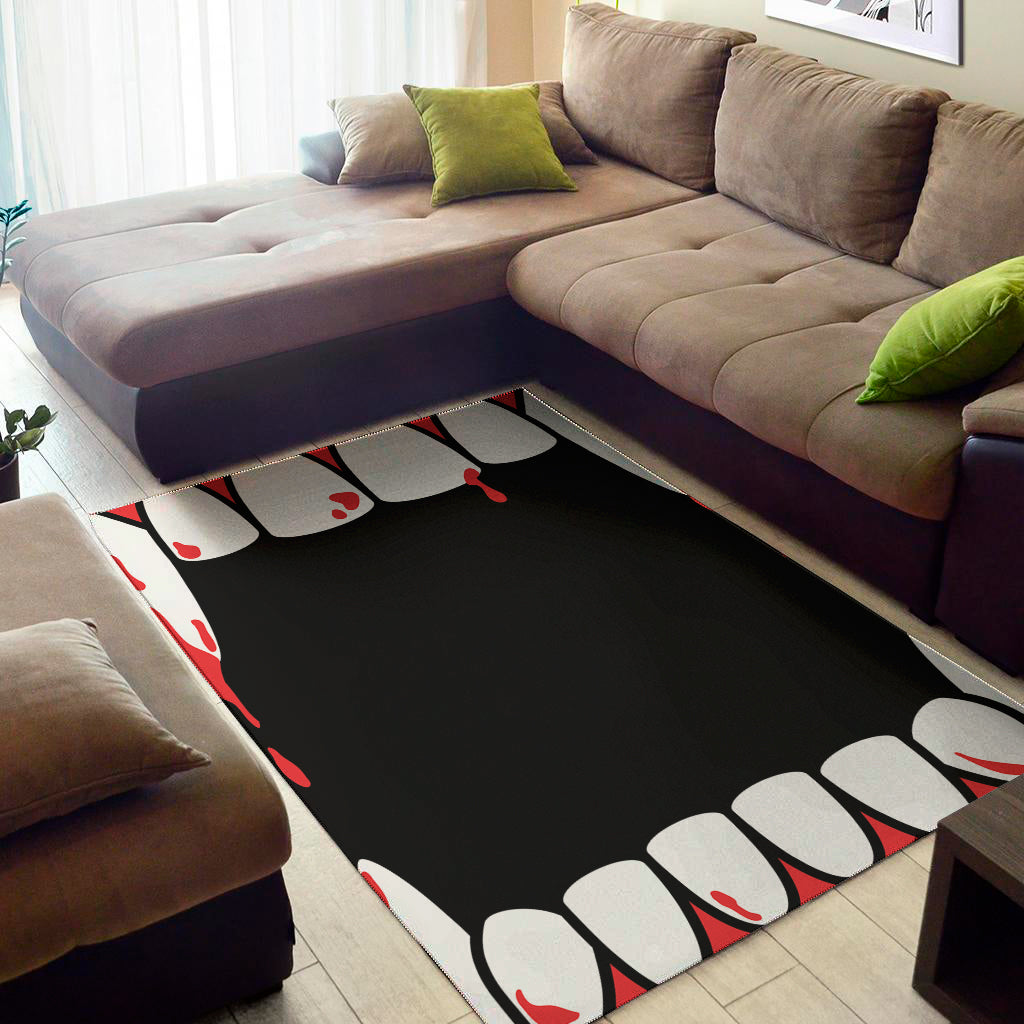 Dracula Fang Print Area Rug