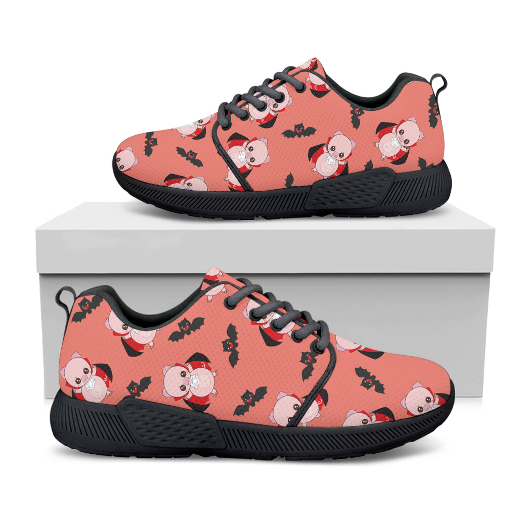 Dracula Pig Pattern Print Black Athletic Shoes