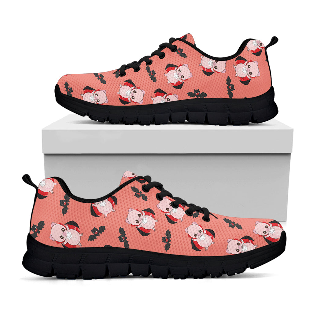 Dracula Pig Pattern Print Black Sneakers