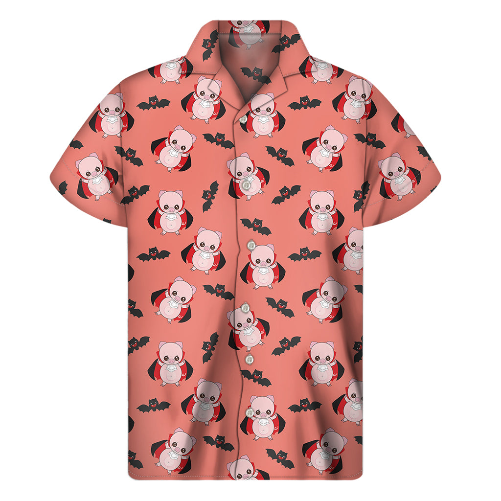 Dracula Pig Pattern Print Men's Short Sleeve Shirt