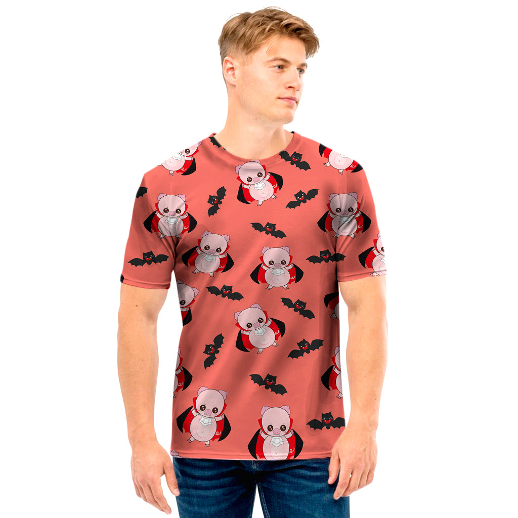 Dracula Pig Pattern Print Men's T-Shirt