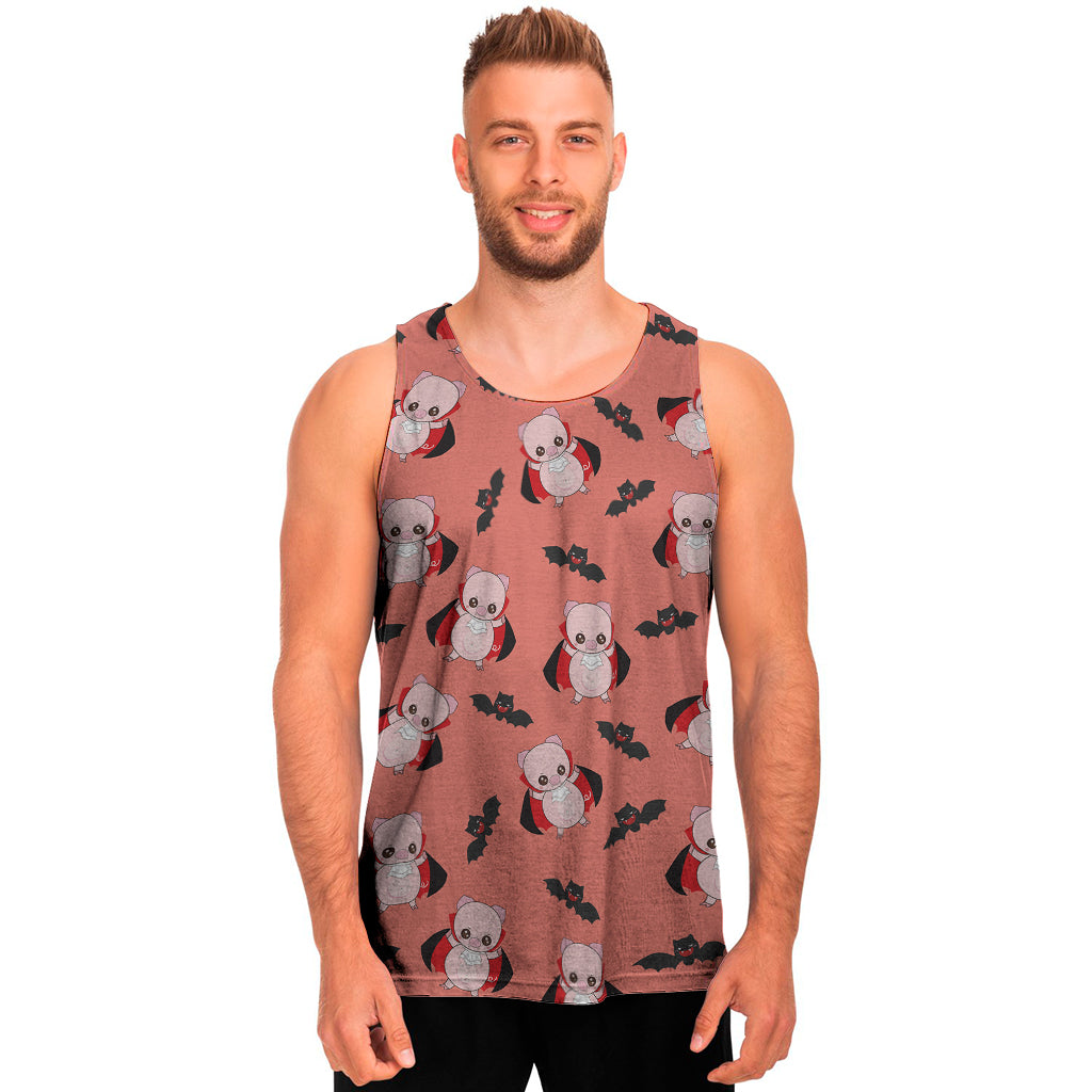 Dracula Pig Pattern Print Men's Tank Top