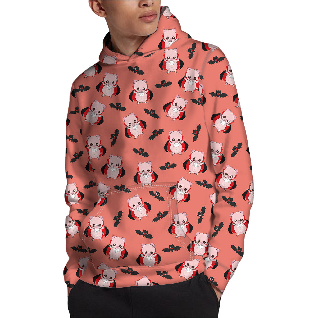 Dracula Pig Pattern Print Pullover Hoodie