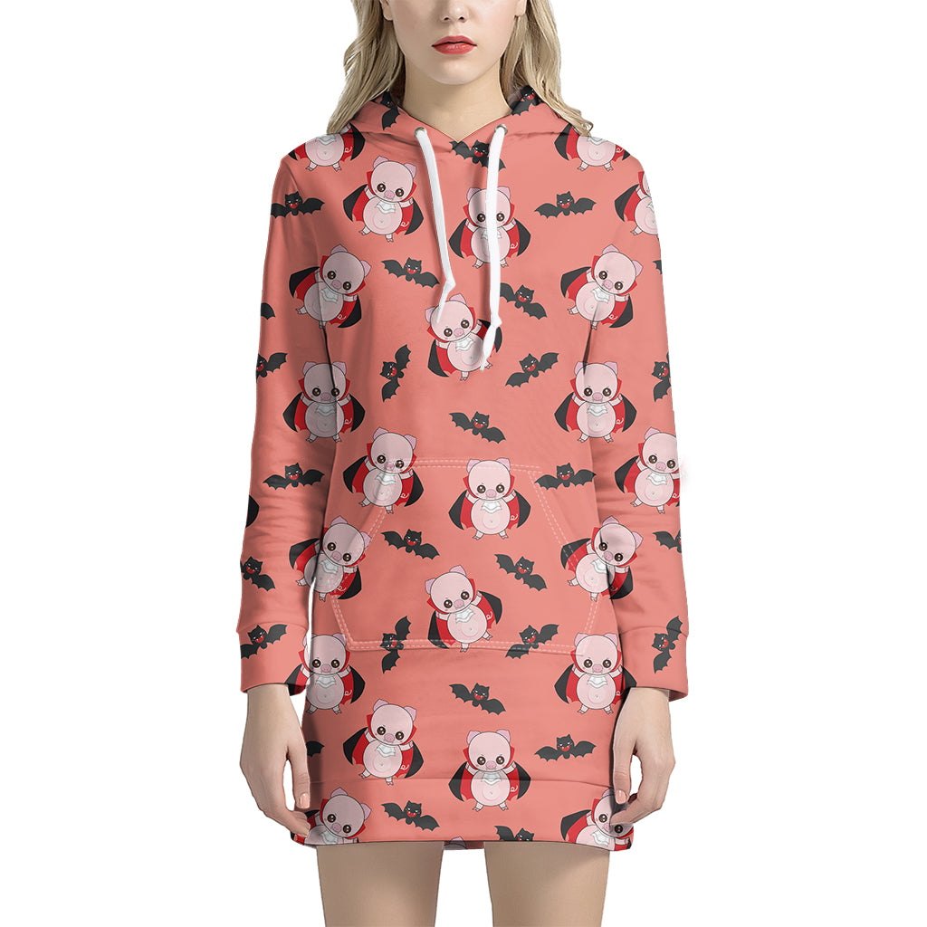 Dracula Pig Pattern Print Women's Pullover Hoodie Dress