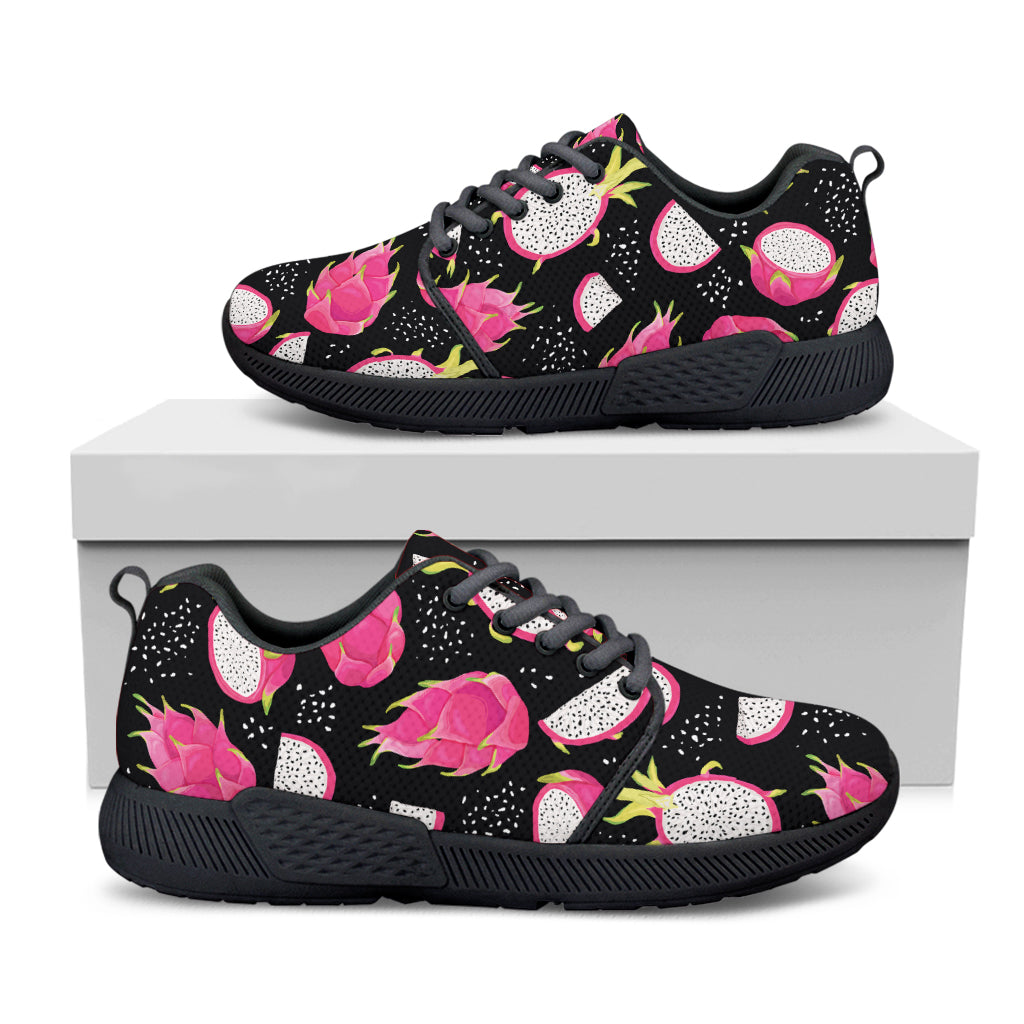 Dragon Fruit Pattern Print Black Athletic Shoes