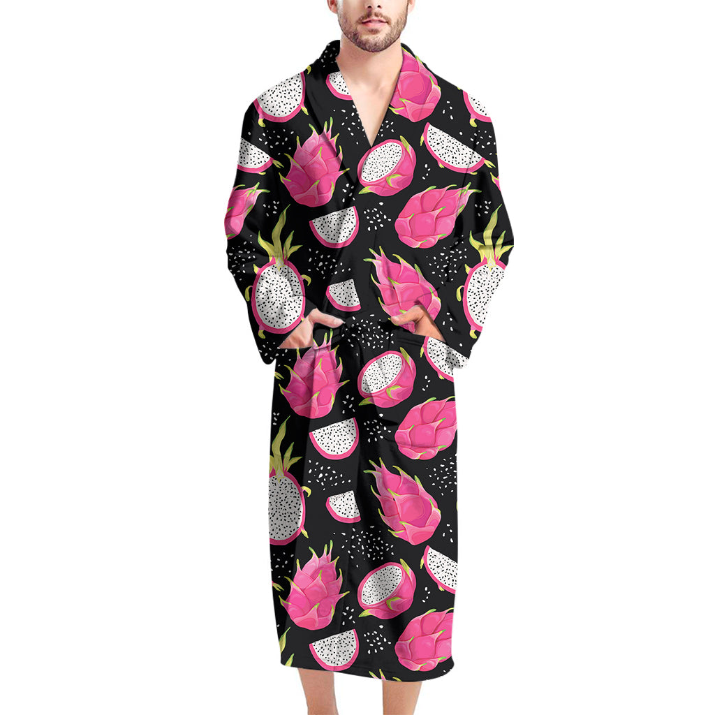 Dragon Fruit Pattern Print Men's Bathrobe