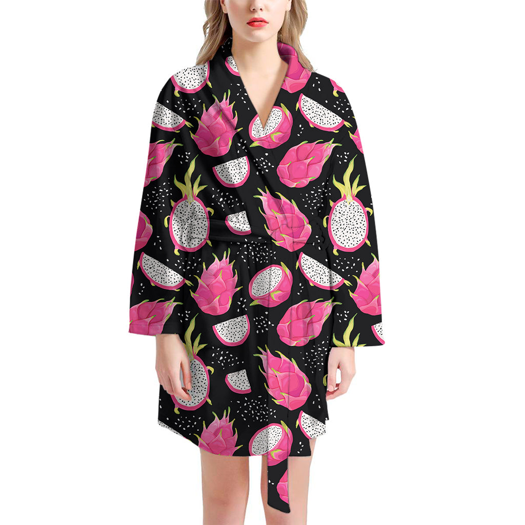 Dragon Fruit Pattern Print Women's Bathrobe