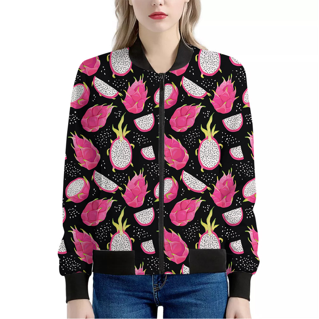 Dragon Fruit Pattern Print Women's Bomber Jacket