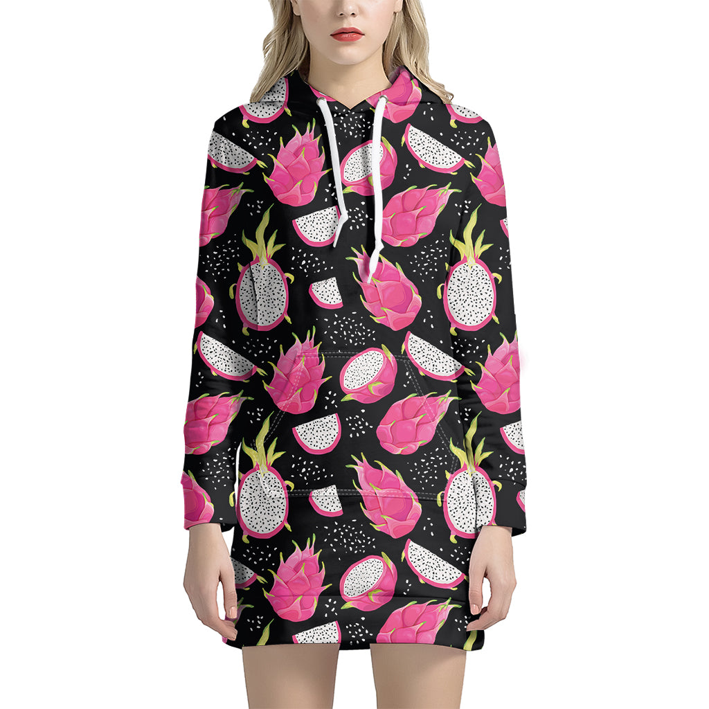 Dragon Fruit Pattern Print Women's Pullover Hoodie Dress