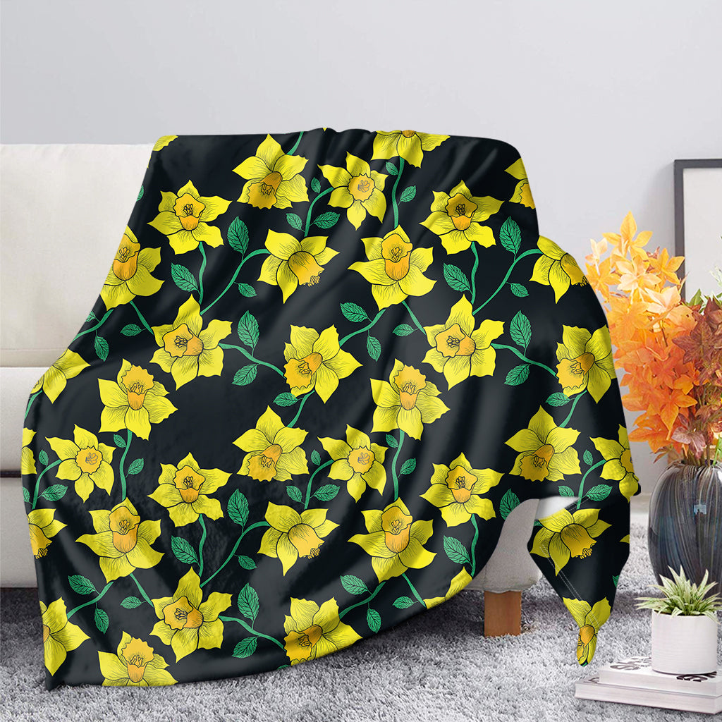 Drawing Daffodil Flower Pattern Print Blanket