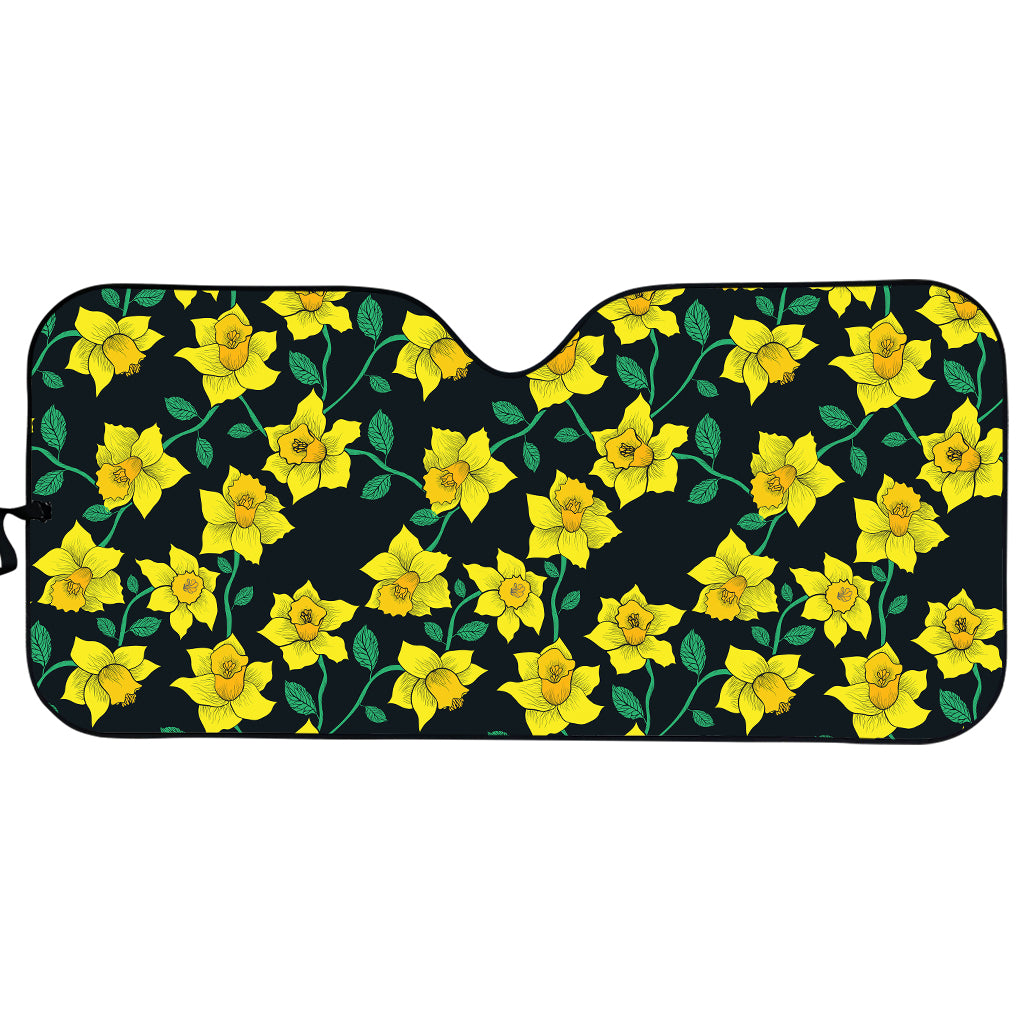 Drawing Daffodil Flower Pattern Print Car Sun Shade