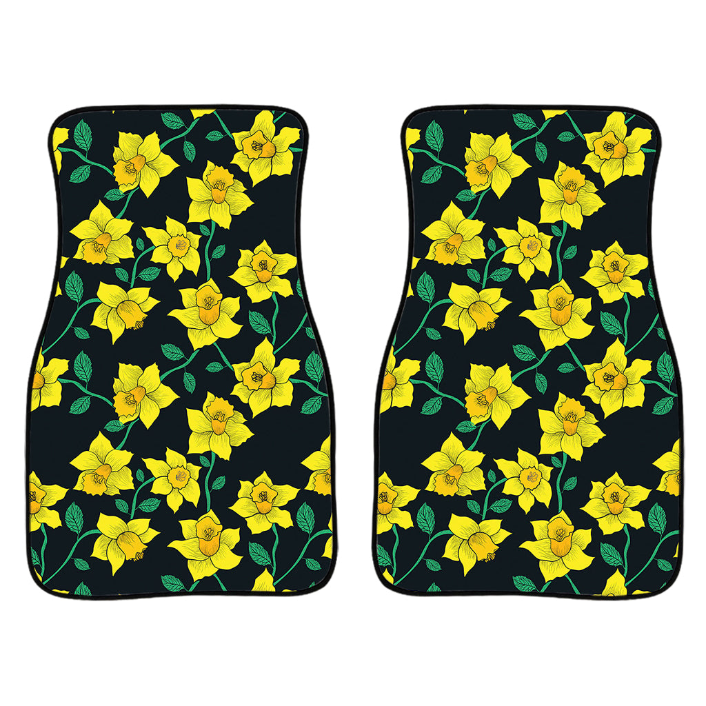 Drawing Daffodil Flower Pattern Print Front Car Floor Mats