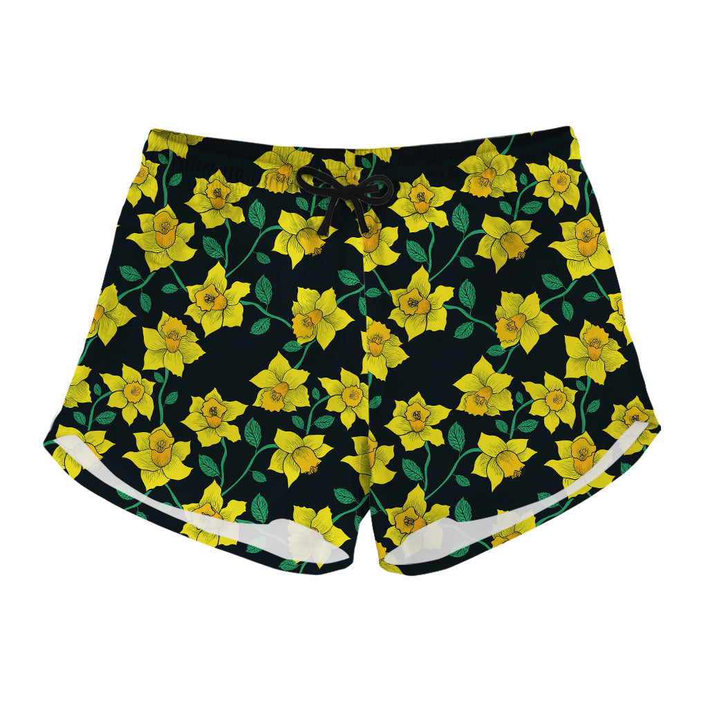 Drawing Daffodil Flower Pattern Print Women's Shorts