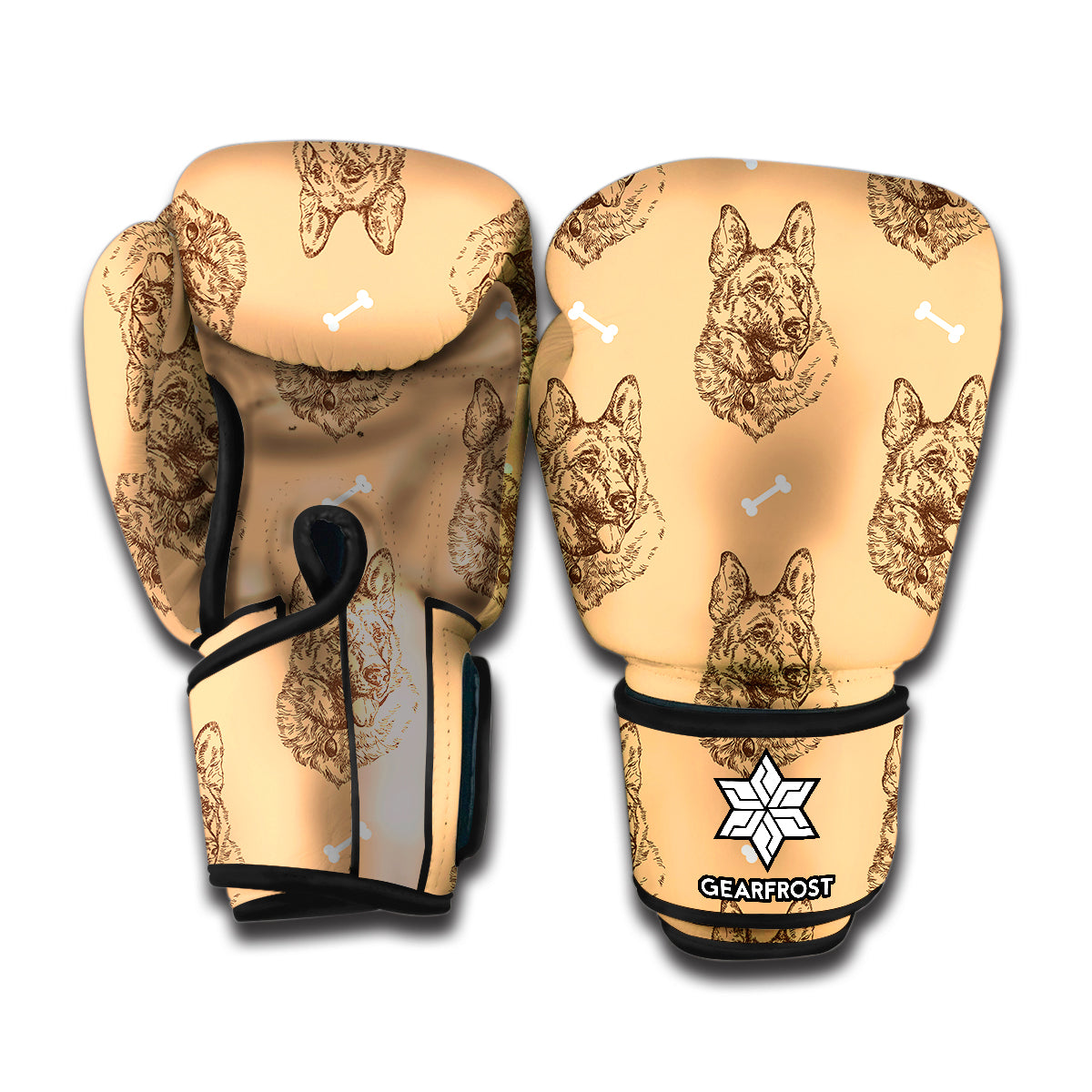 Drawing German Shepherd Pattern Print Boxing Gloves