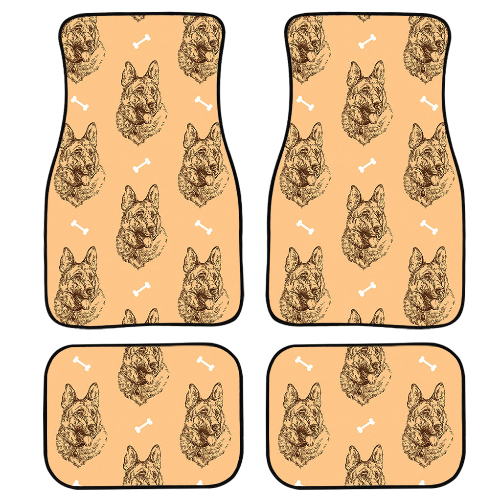 Drawing German Shepherd Pattern Print Front and Back Car Floor Mats