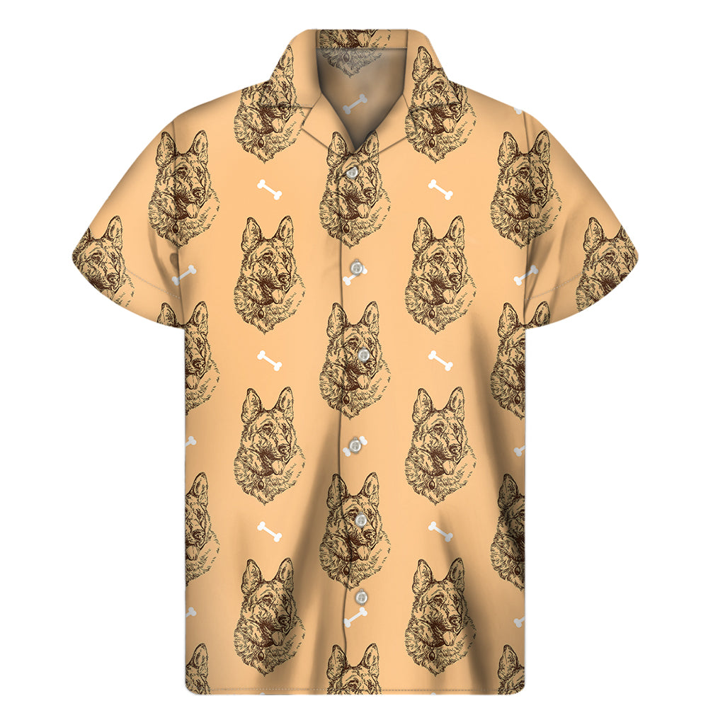 Drawing German Shepherd Pattern Print Men's Short Sleeve Shirt