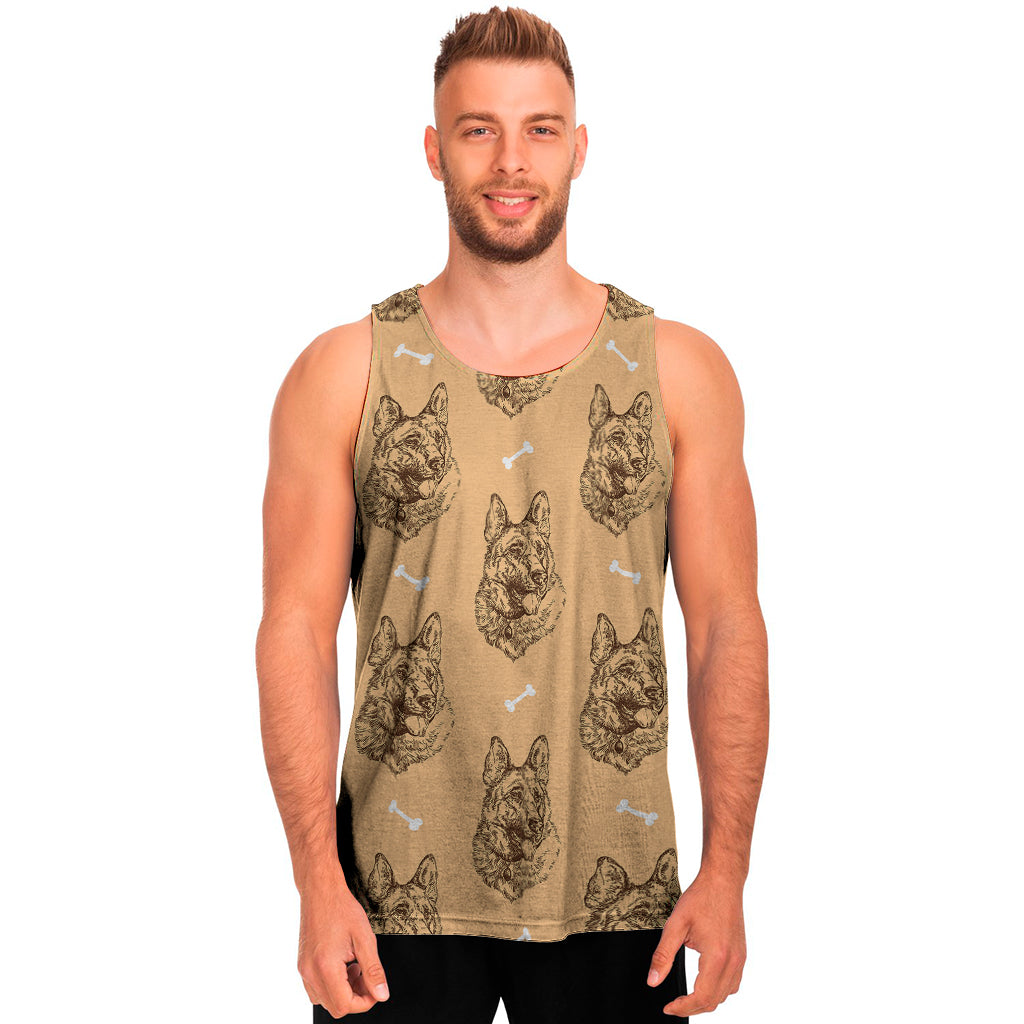 Drawing German Shepherd Pattern Print Men's Tank Top