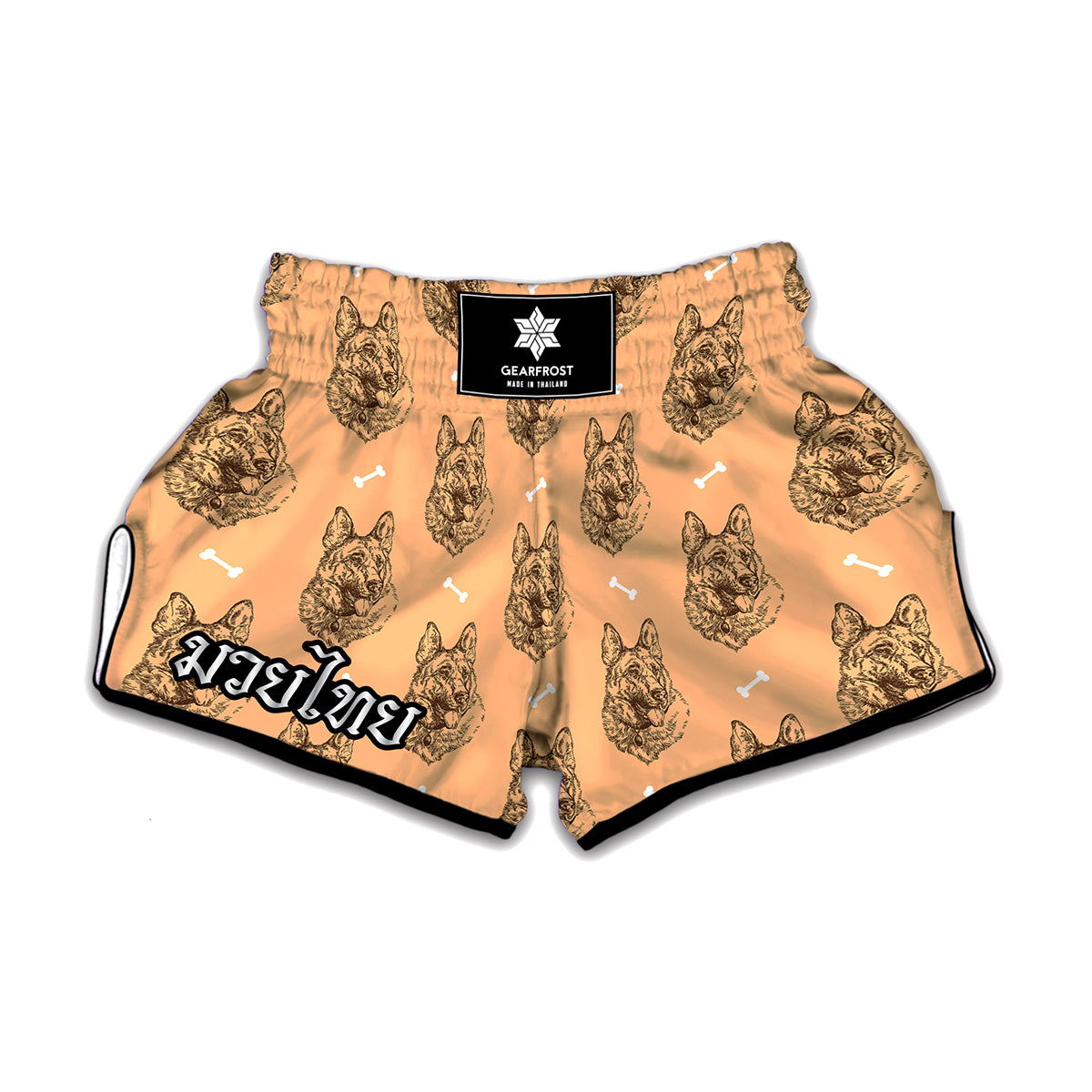 Drawing German Shepherd Pattern Print Muay Thai Boxing Shorts