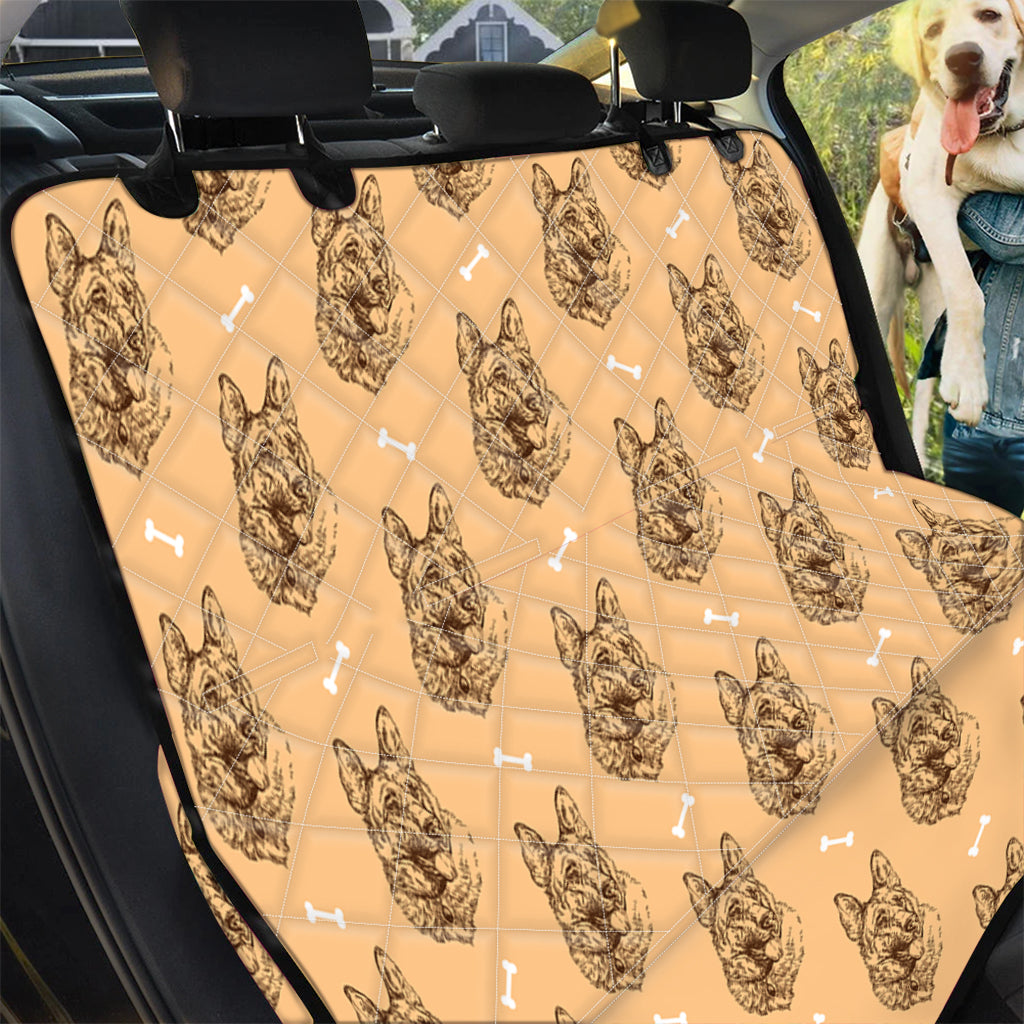 Drawing German Shepherd Pattern Print Pet Car Back Seat Cover