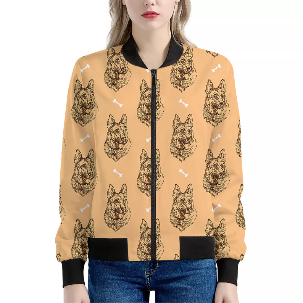 Drawing German Shepherd Pattern Print Women's Bomber Jacket