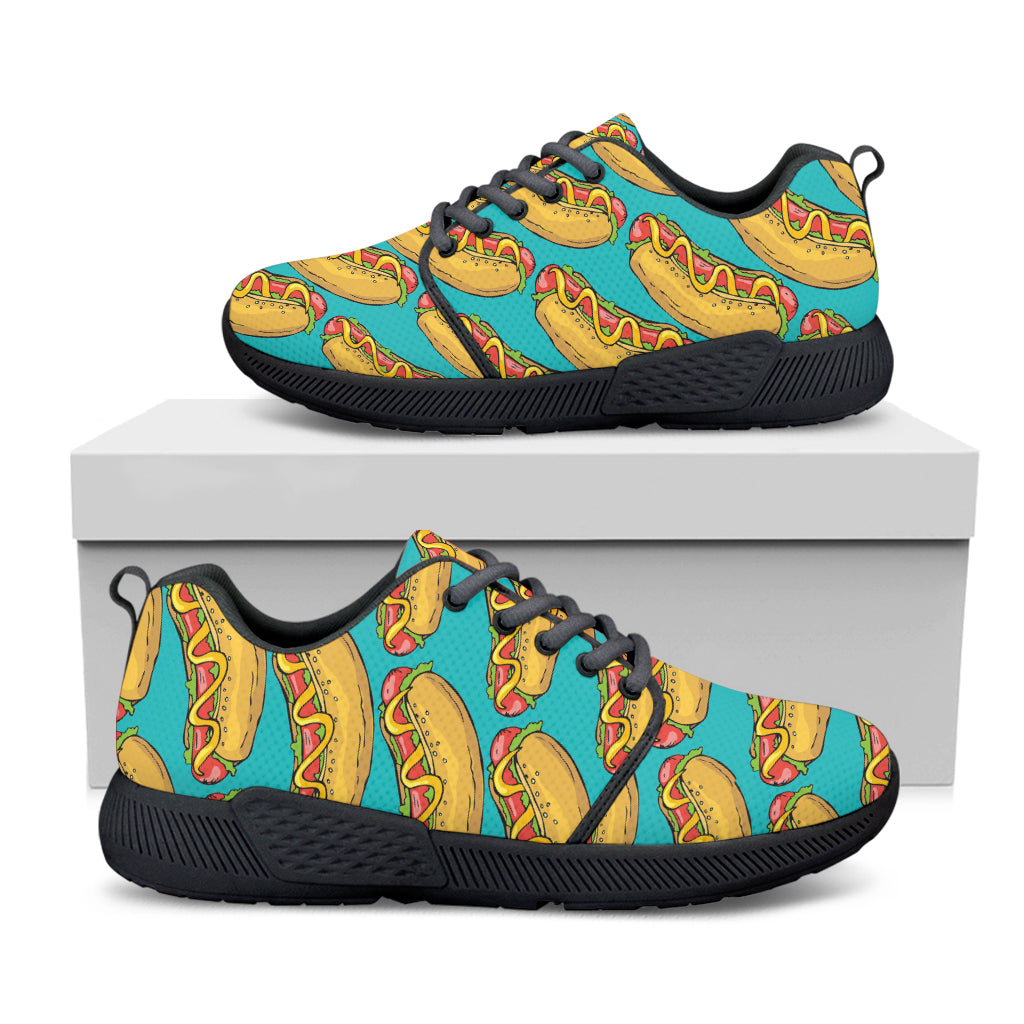 Drawing Hot Dog Pattern Print Black Athletic Shoes