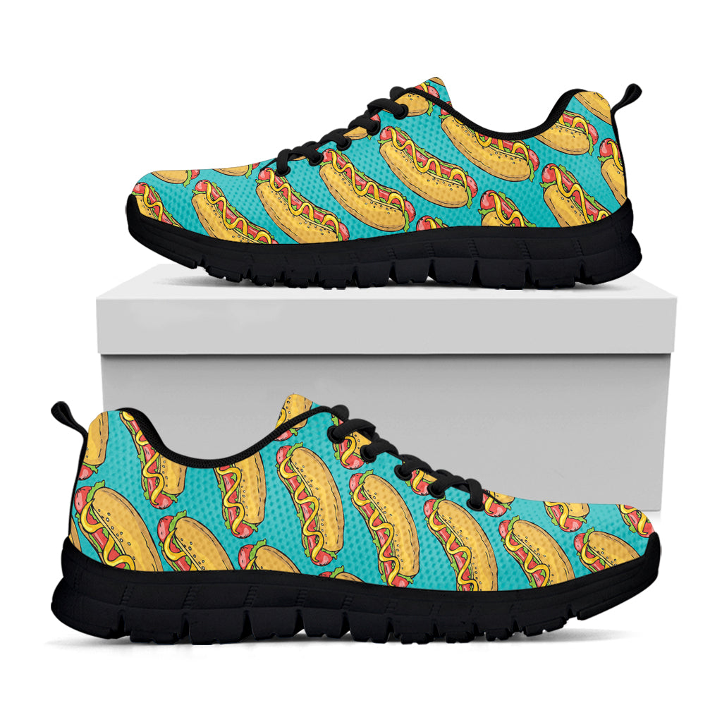 Drawing Hot Dog Pattern Print Black Sneakers