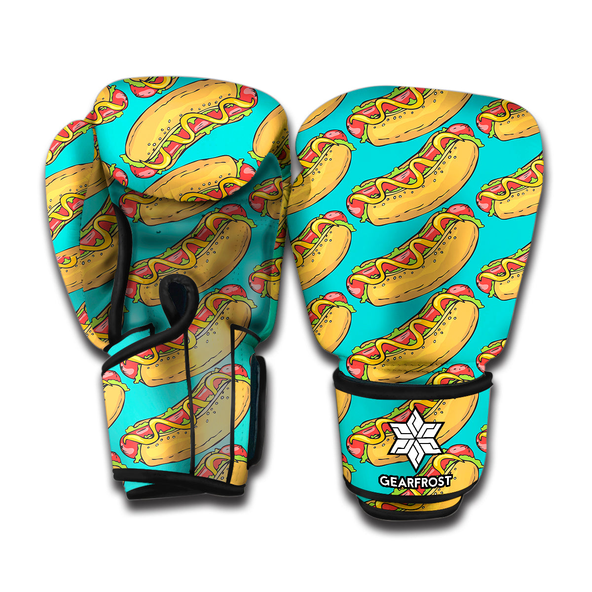 Drawing Hot Dog Pattern Print Boxing Gloves