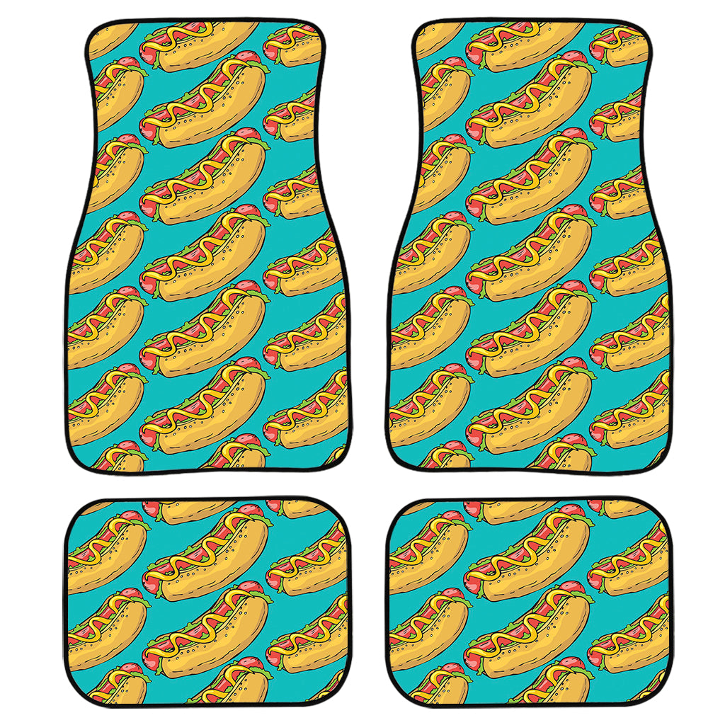 Drawing Hot Dog Pattern Print Front and Back Car Floor Mats