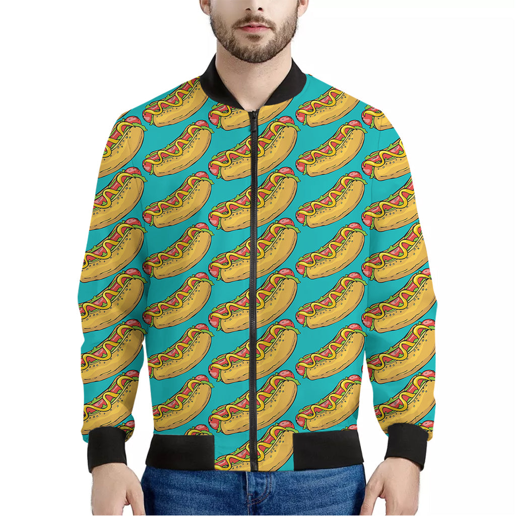 Drawing Hot Dog Pattern Print Men's Bomber Jacket