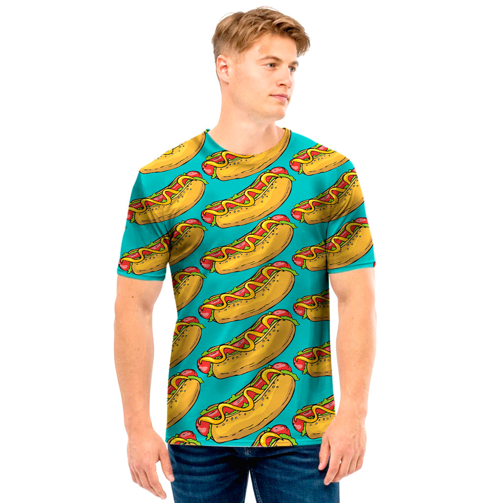 Drawing Hot Dog Pattern Print Men's T-Shirt