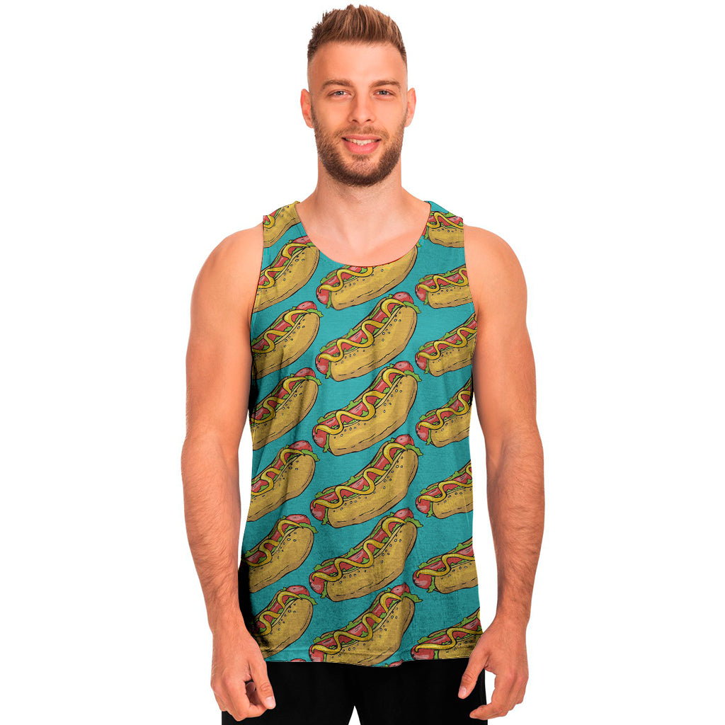 Drawing Hot Dog Pattern Print Men's Tank Top