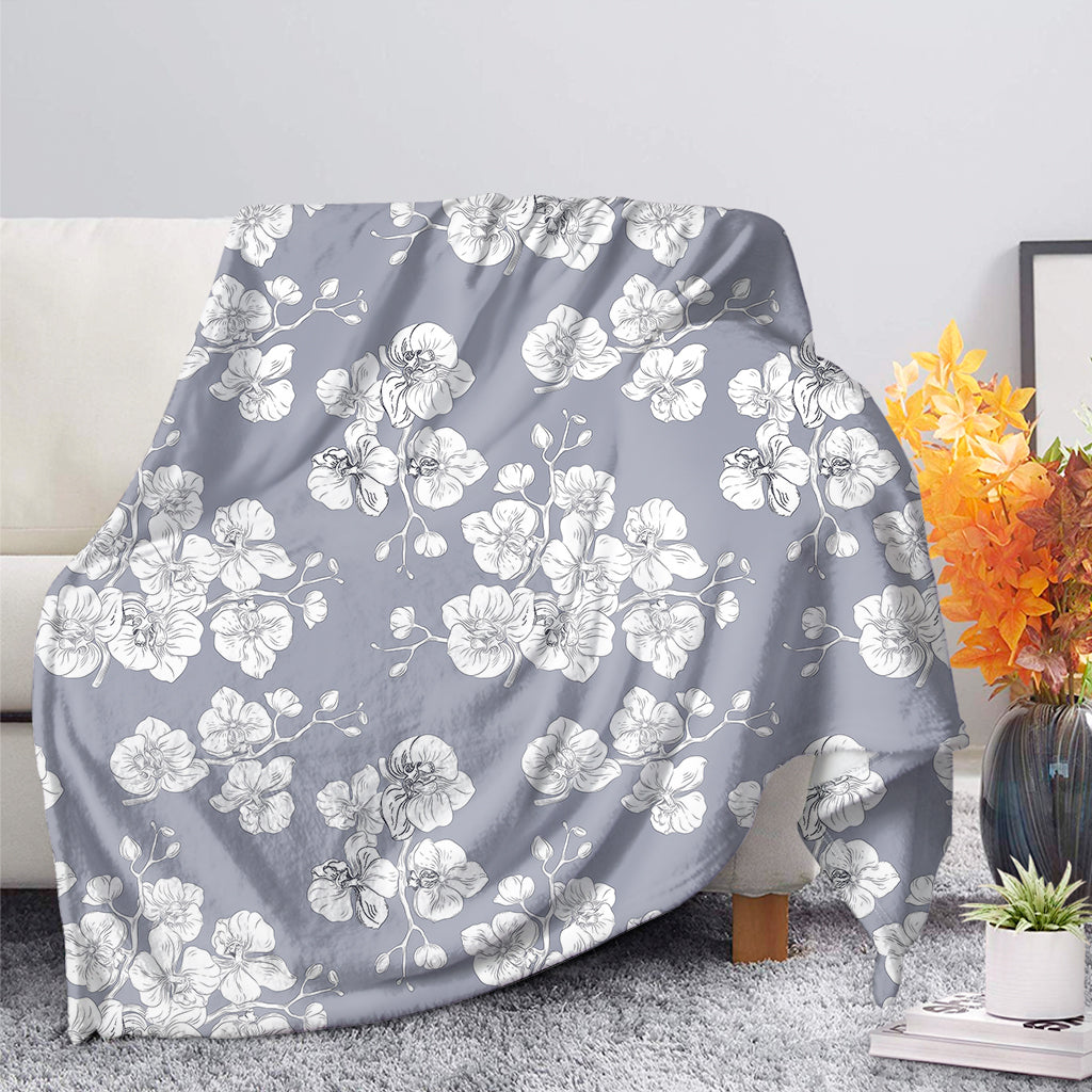 Drawing Orchid Pattern Print Blanket