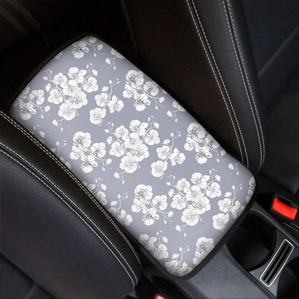 Drawing Orchid Pattern Print Car Center Console Cover