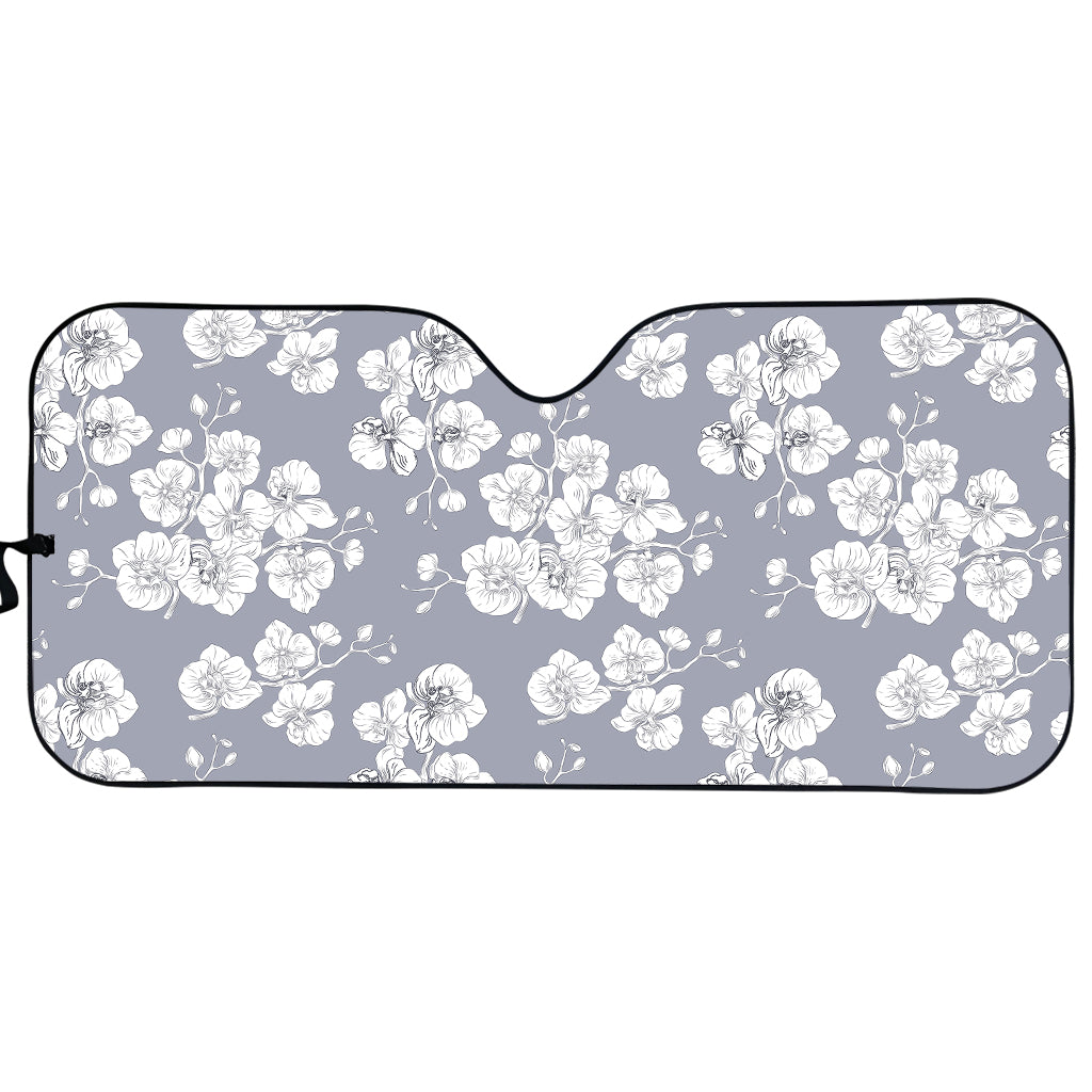 Drawing Orchid Pattern Print Car Sun Shade