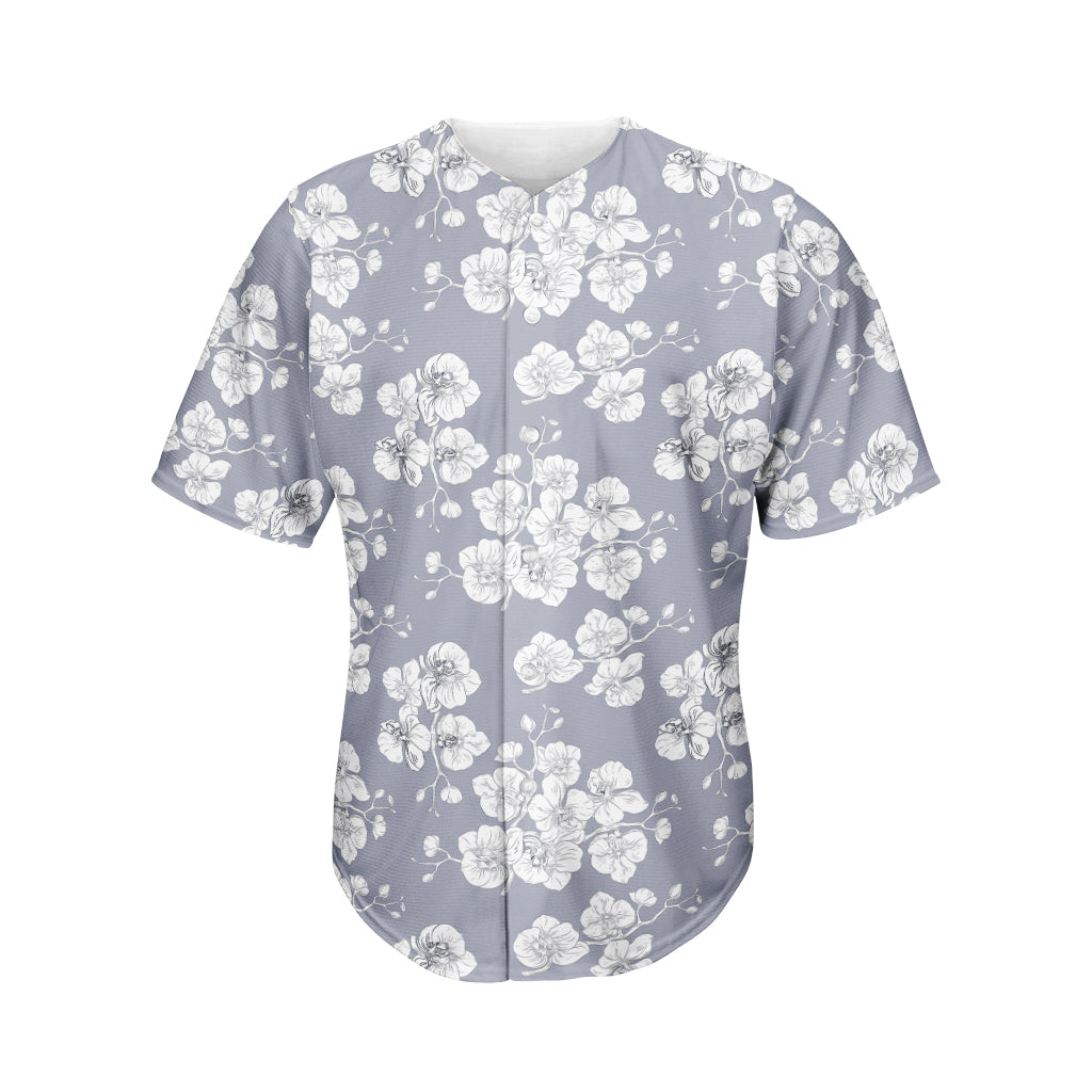 Drawing Orchid Pattern Print Men's Baseball Jersey