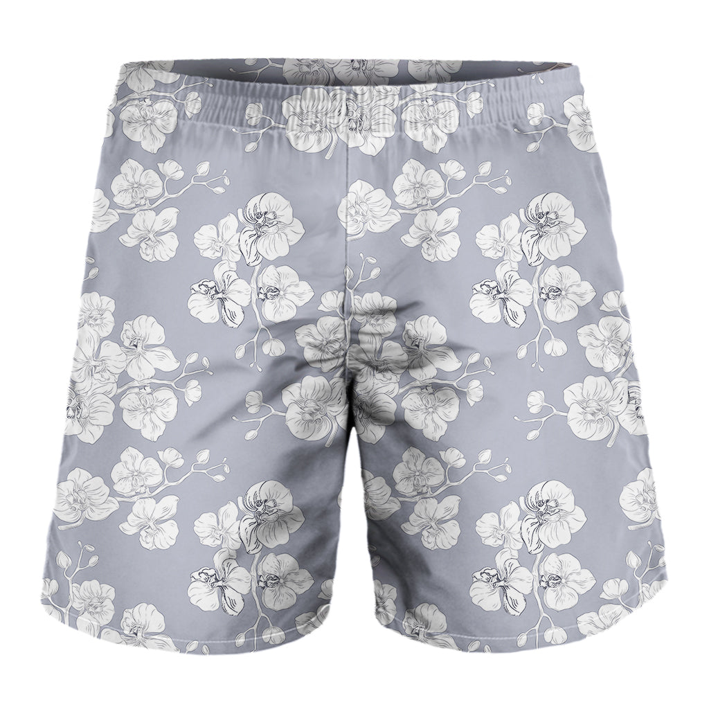 Drawing Orchid Pattern Print Men's Shorts