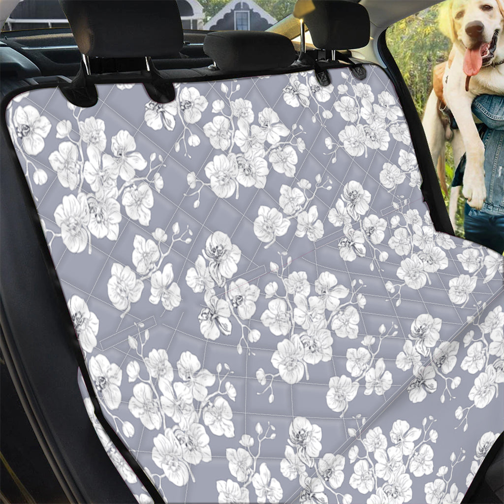 Drawing Orchid Pattern Print Pet Car Back Seat Cover