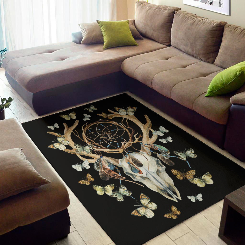 Dreamcatcher Deer Skull Print Area Rug