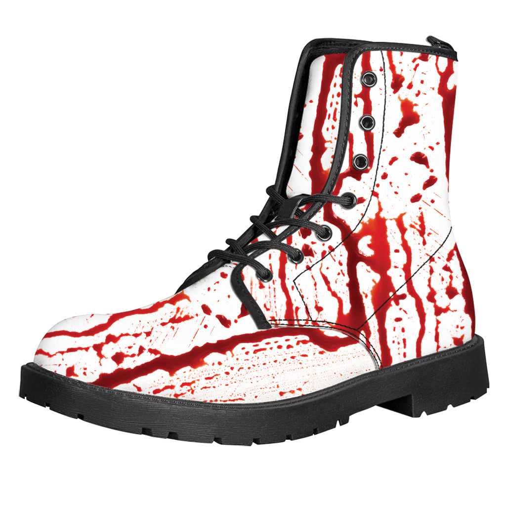 Dripping Blood Print Leather Boots