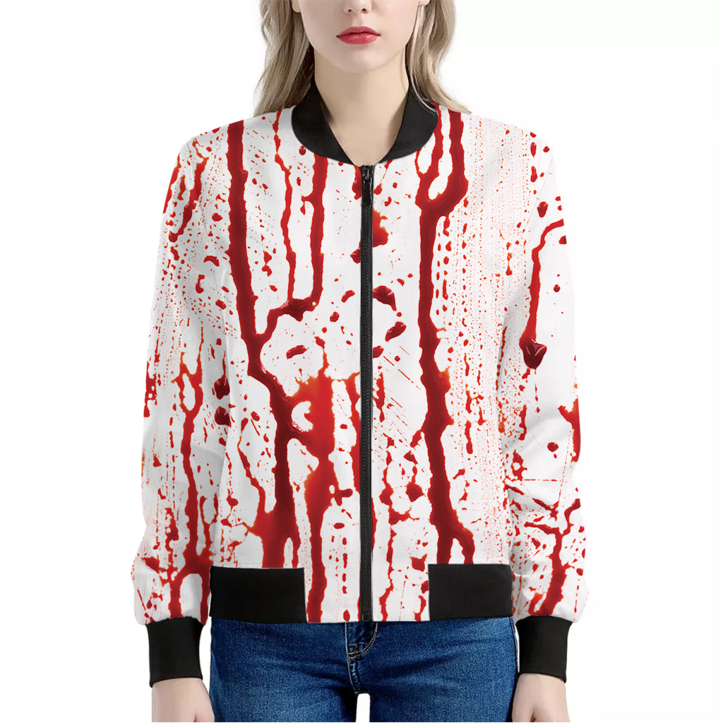 Dripping Blood Print Women's Bomber Jacket