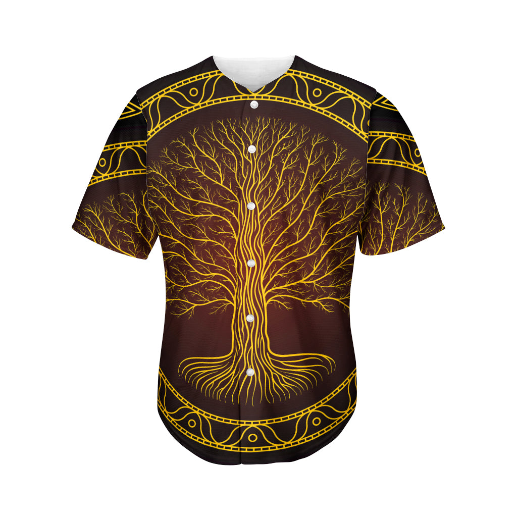 Druidic Yggdrasil Tree Print Men's Baseball Jersey