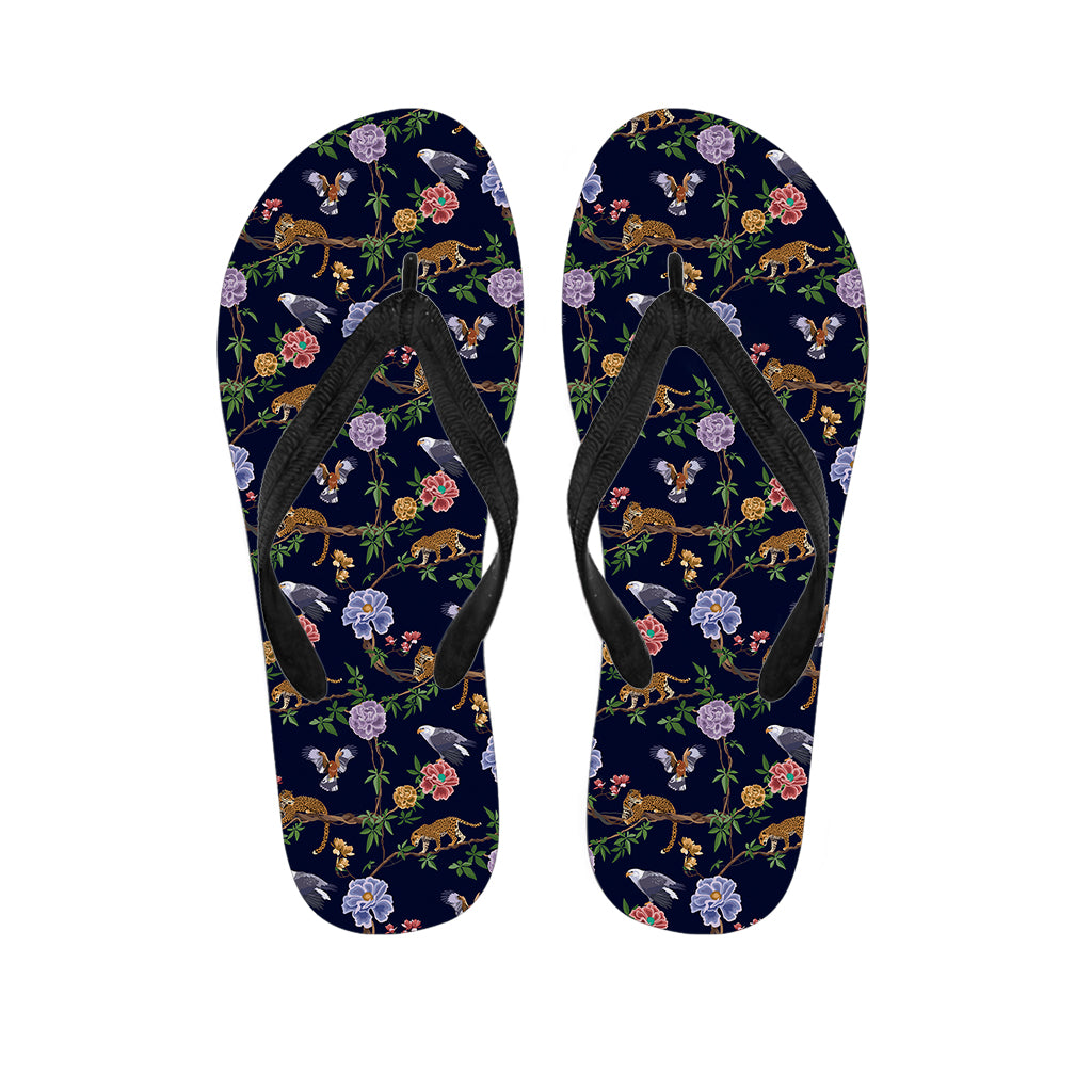 Eagle And Jaguar Pattern Print Flip Flops