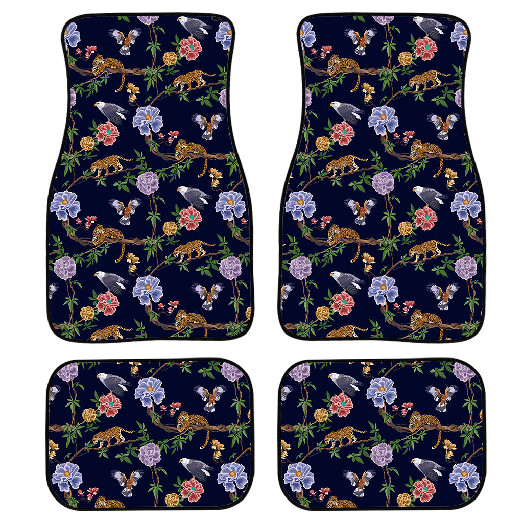 Eagle And Jaguar Pattern Print Front and Back Car Floor Mats