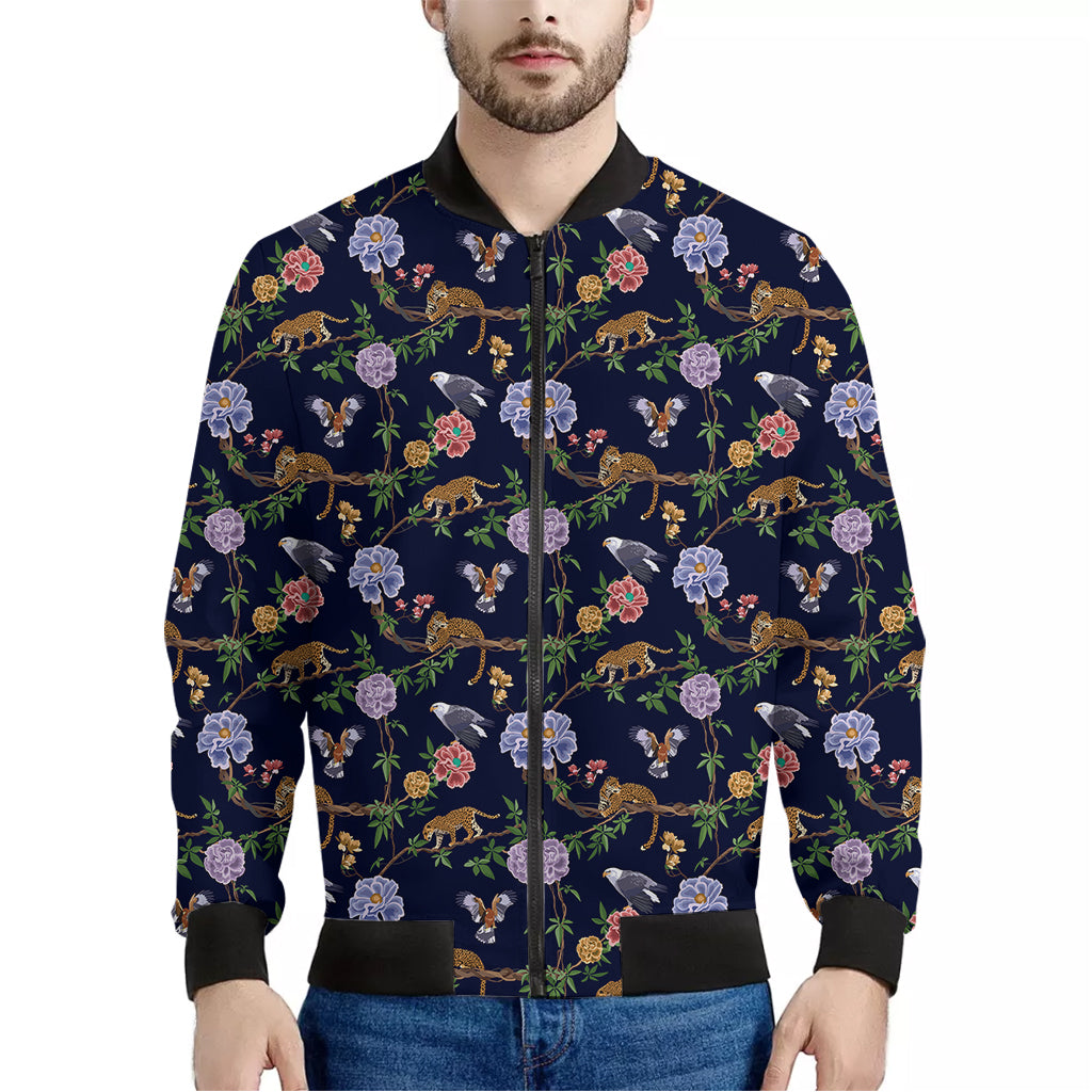 Eagle And Jaguar Pattern Print Men's Bomber Jacket