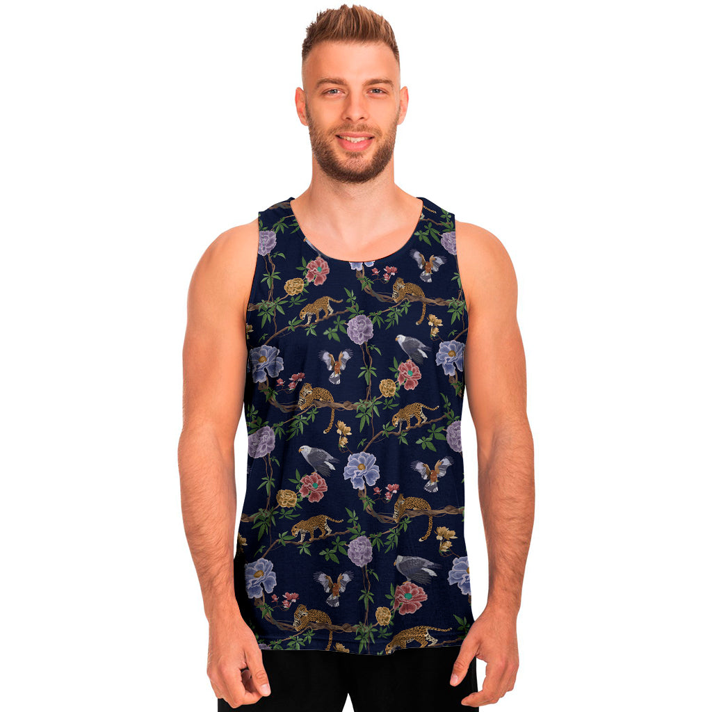 Eagle And Jaguar Pattern Print Men's Tank Top